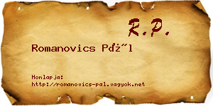 Romanovics Pál névjegykártya